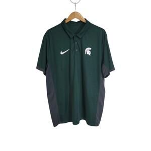 Nike Dri Fit Michigan State Spartans Green Polo Shirt Size XXL